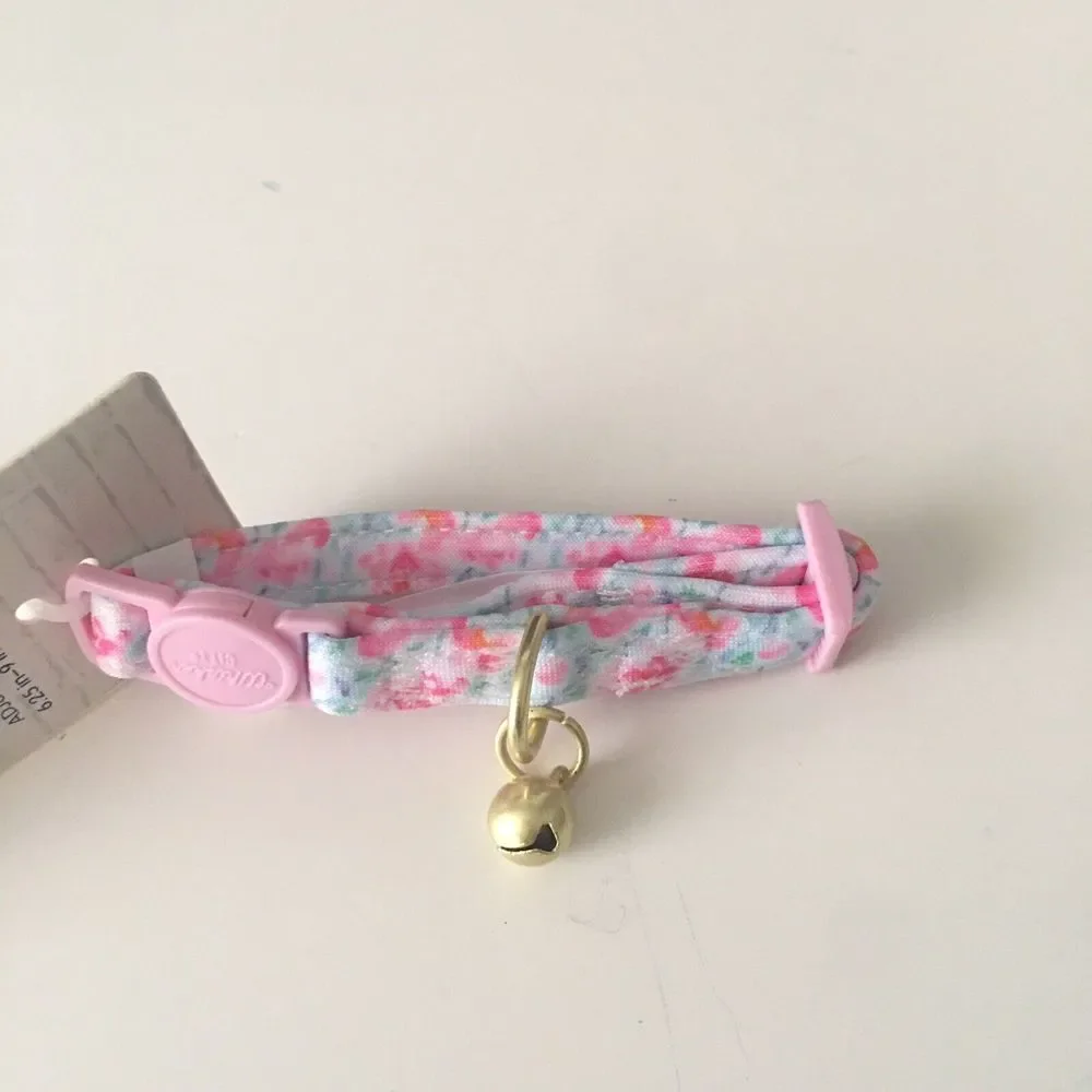 Whisker City Easy-Release Cat Kitten Collar Pink Floral 6.2-9